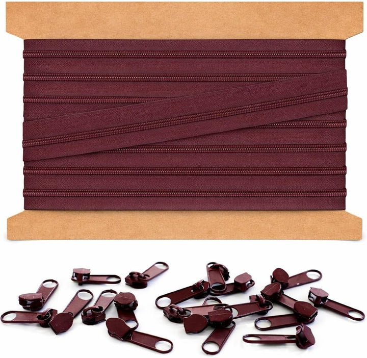 10m Endlosreissverschluss 5mm mit 20 zipper reissverschluss endlos Weinrot 10m + 20 Zipper Weinrot,