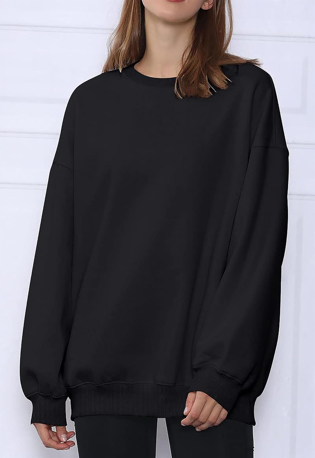 Timuspo Pullover Damen Oversize Langarm Fleece Rundhalsausschnitt Sweatshirt Herbst Winter Frauen Mä