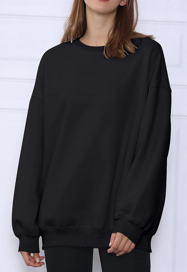 Timuspo Pullover Damen Oversize Langarm Fleece Rundhalsausschnitt Sweatshirt Herbst Winter Frauen Mä