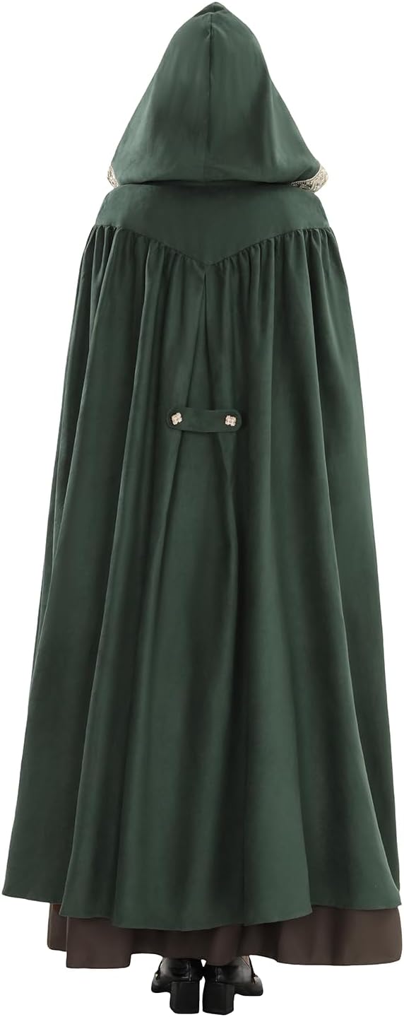 Fiamll Mittelalter Umhang Damen Kapuze Mantel mit Manschette Einfarbige Trenchcoat Renaissance Vampi