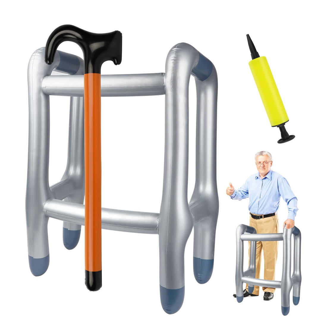 Aufblasbare Gehhilfe und Spazierstock, Aufblasbarer Rollator, Aufblasbare Gehhilfen, Rentner Kostüm,