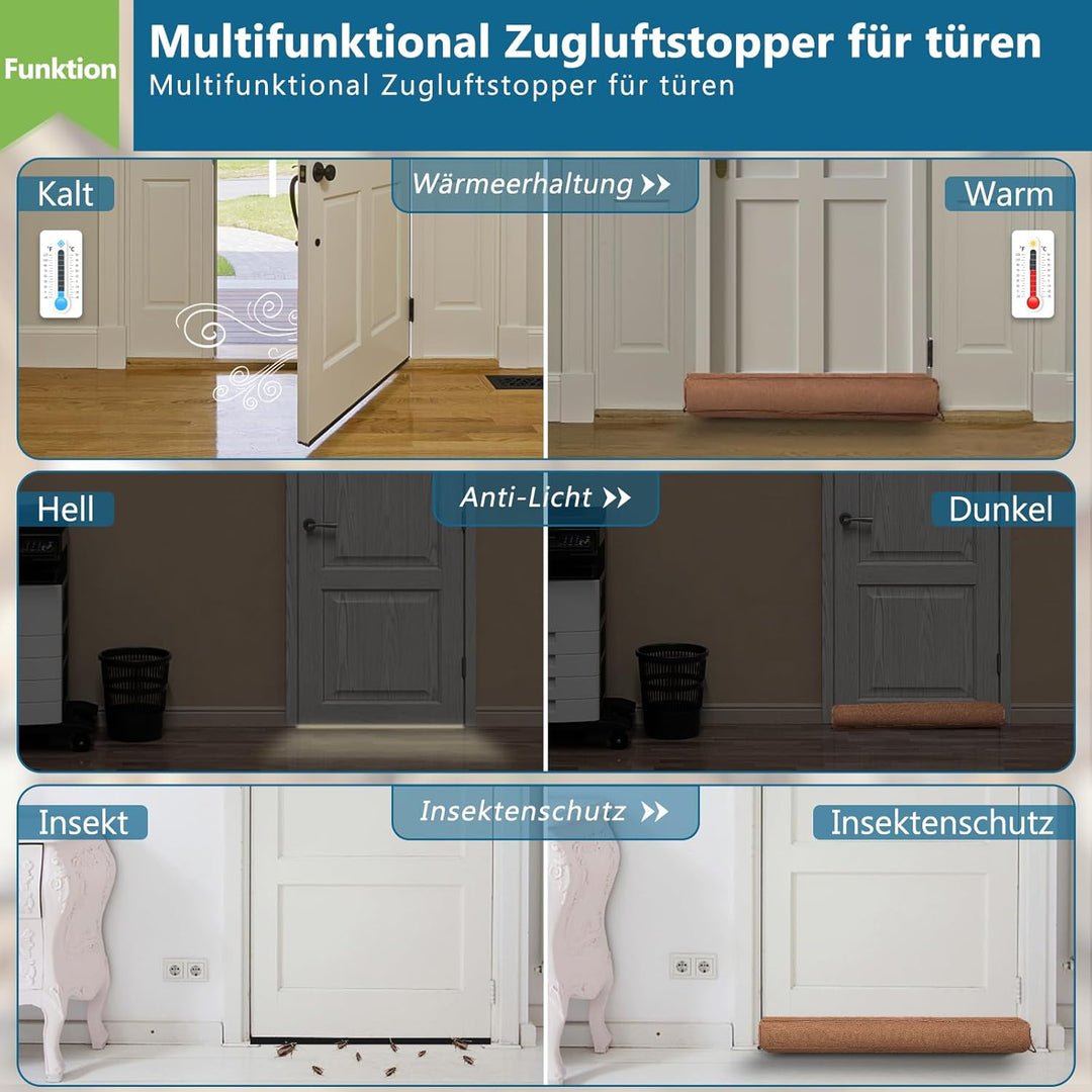 HooTown Zugluftstopper für türen, 107cm Schwerer Zugluftstopper tür Zugluftstopper Windstopper Türlu