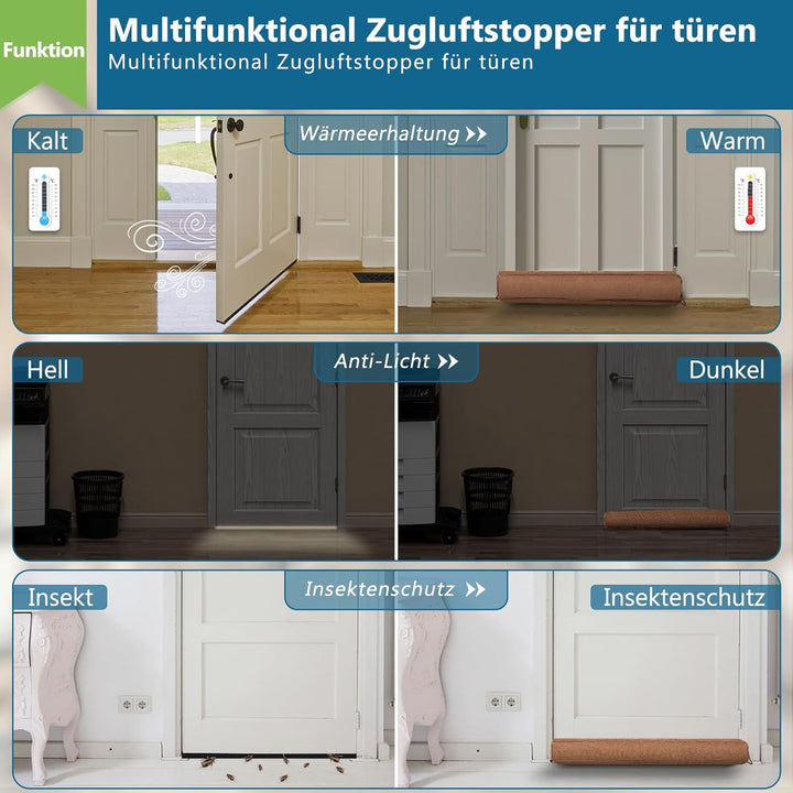 HooTown Zugluftstopper für türen, 107cm Schwerer Zugluftstopper tür Zugluftstopper Windstopper Türlu