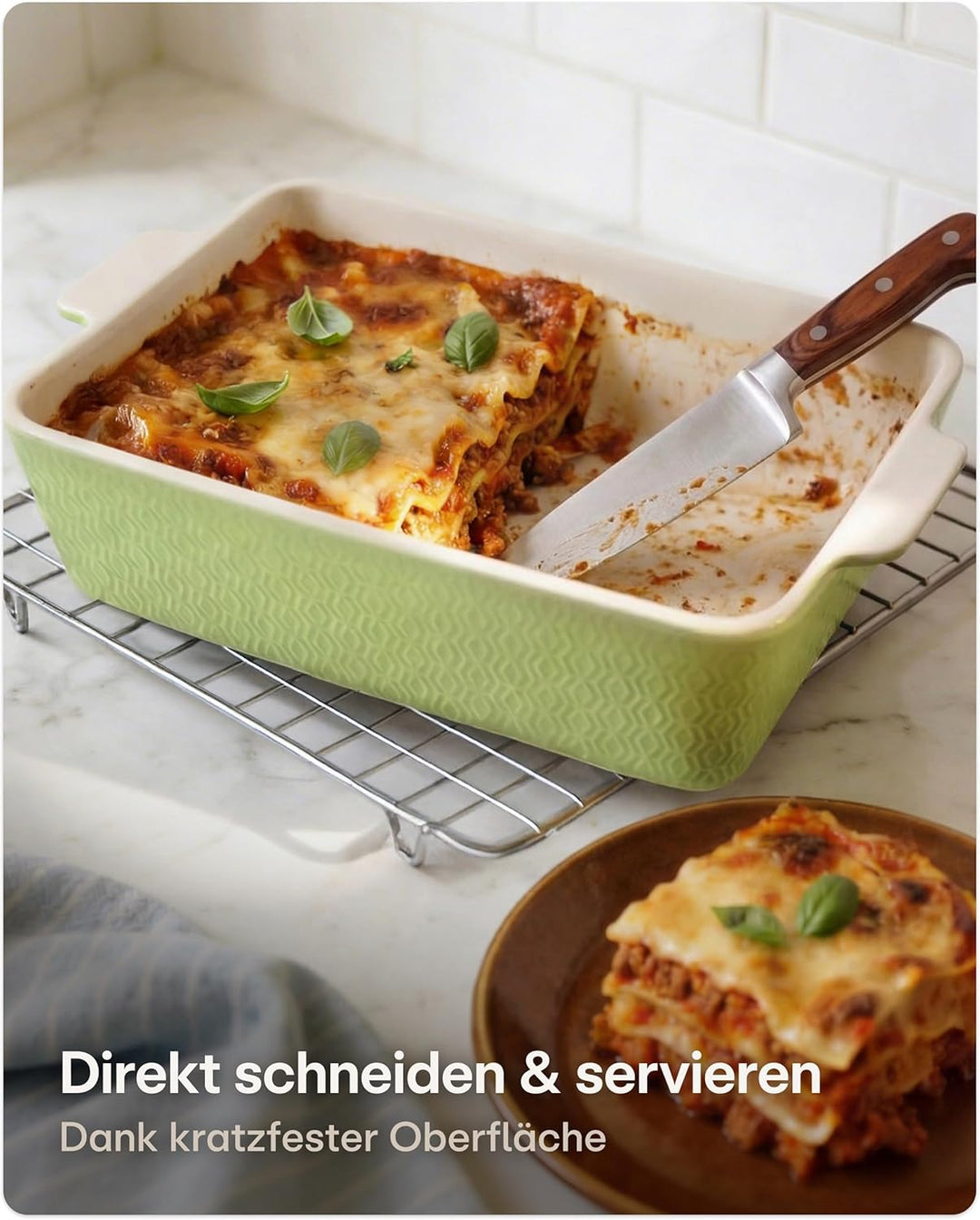 Praknu Auflaufform Gross - Lasagne Auflaufform aus Keramik - Extra Hoher Rand - Ofenform Für Tiramis