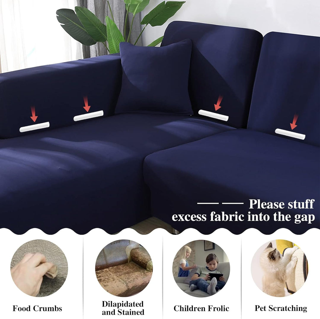 Jaotto Sofa Überwürfe Sofabezug Elastische Spandex Stretch Sofabezüge Couchbezug für L-Form Sofa Uni
