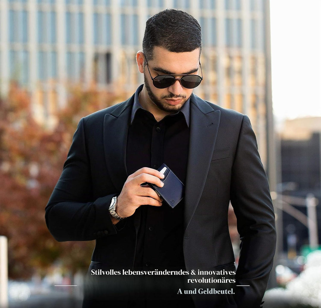 SERMAN Brands börse mit Klammer â€“ Herren-Geldbörsen, schmale Vordertasche, RFID-blockierender Kart