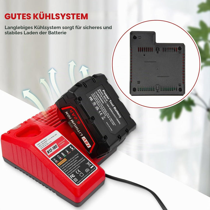 ASUNCELL M12 &amp; M18 Ladegerät für Milwaukee M18 M12 akku, Doppelte Ports Ersatzladegeräte für Milwauk
