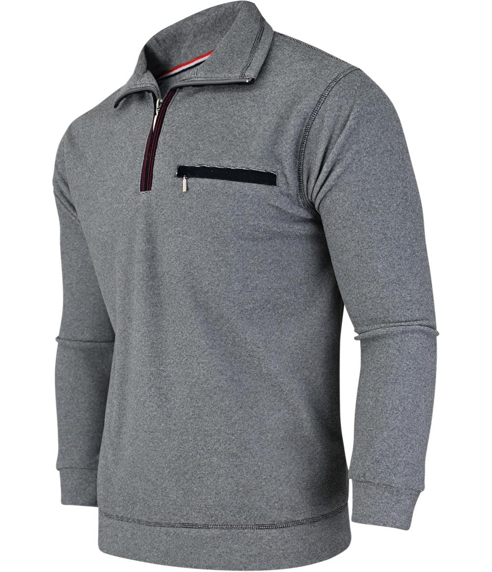 Soltice Herren Langarm Sweatshirt mit Brusttasche, Gestreifter Strickpullover mit Kragen, Meliert, W