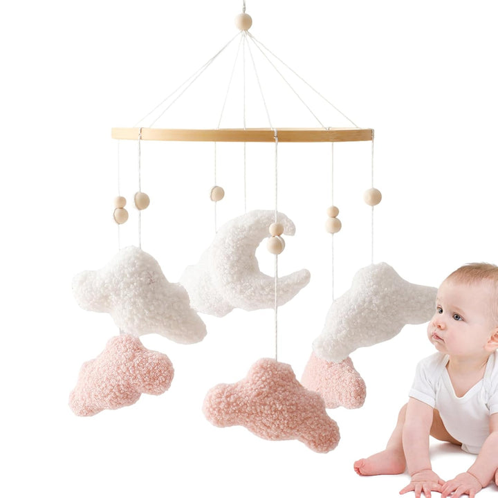 Baby Mobile Für Stubenwagen, Bettglocken Mobile mit Wolkenförmigen Plüschanhängern, Niedliche Babyde