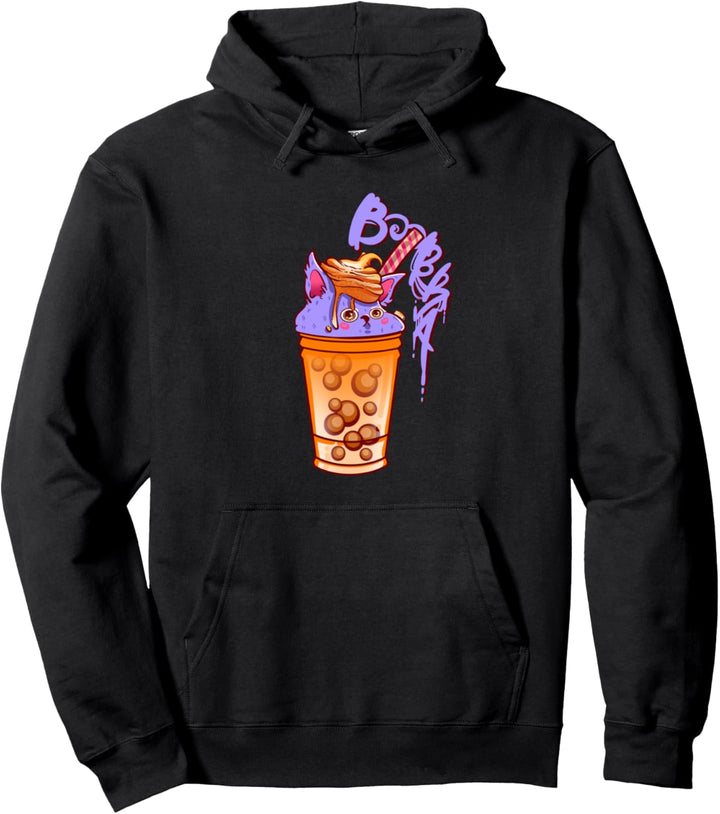 Lustige Katze mit Bubble Tea, Mädchen, Kinder, Kawaii Kult Pullover Hoodie