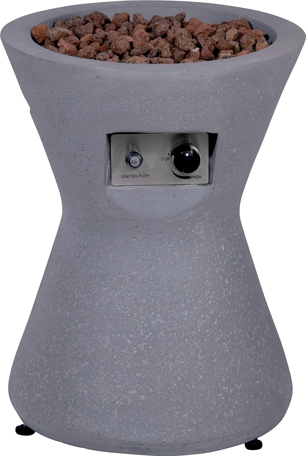 dobar® 35439e Lava-Ofen "Conico" - Gaskamin Outdoor aus Magnesia - Gasfeuerstelle mit Lavasteinen -