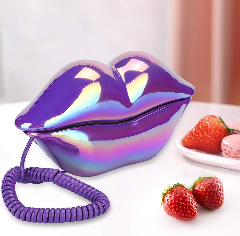 Dpofirs Creative Purple Lips Festnetztelefon, Universal Wired Festnetztelefon, Clear Sound Telefon E