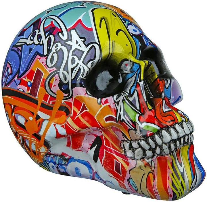 GILDE Dekofigur Totenkopf Street Art bunt 11x19x15 cm Poly Graffiti-Design, Mehrfarbig