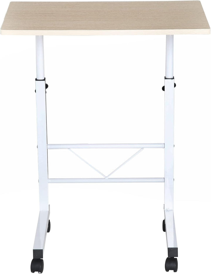 HOMCOM Beistelltisch Höhenverstellbar 60 x 40 x 68-78 cm Weisse Ahornfarbe | Couchtisch, Mobiler End