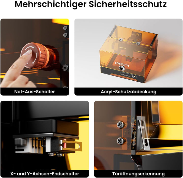 LONGER Ray5 miniS Lasergravierer mit Acryl-Schutzhaube, Laserklasse 1, unterstützt Offline-Gravur; i