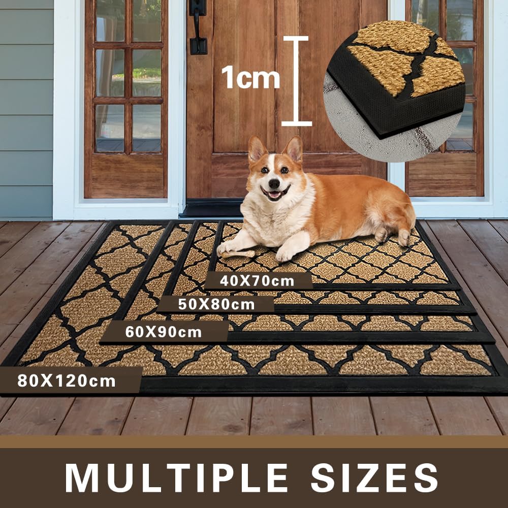 Qingbei Rina 80x120cm Fussmatte Aussen, rutschfeste Schmutzfangmatte Türmatte, Waschbar Fussmatte Au