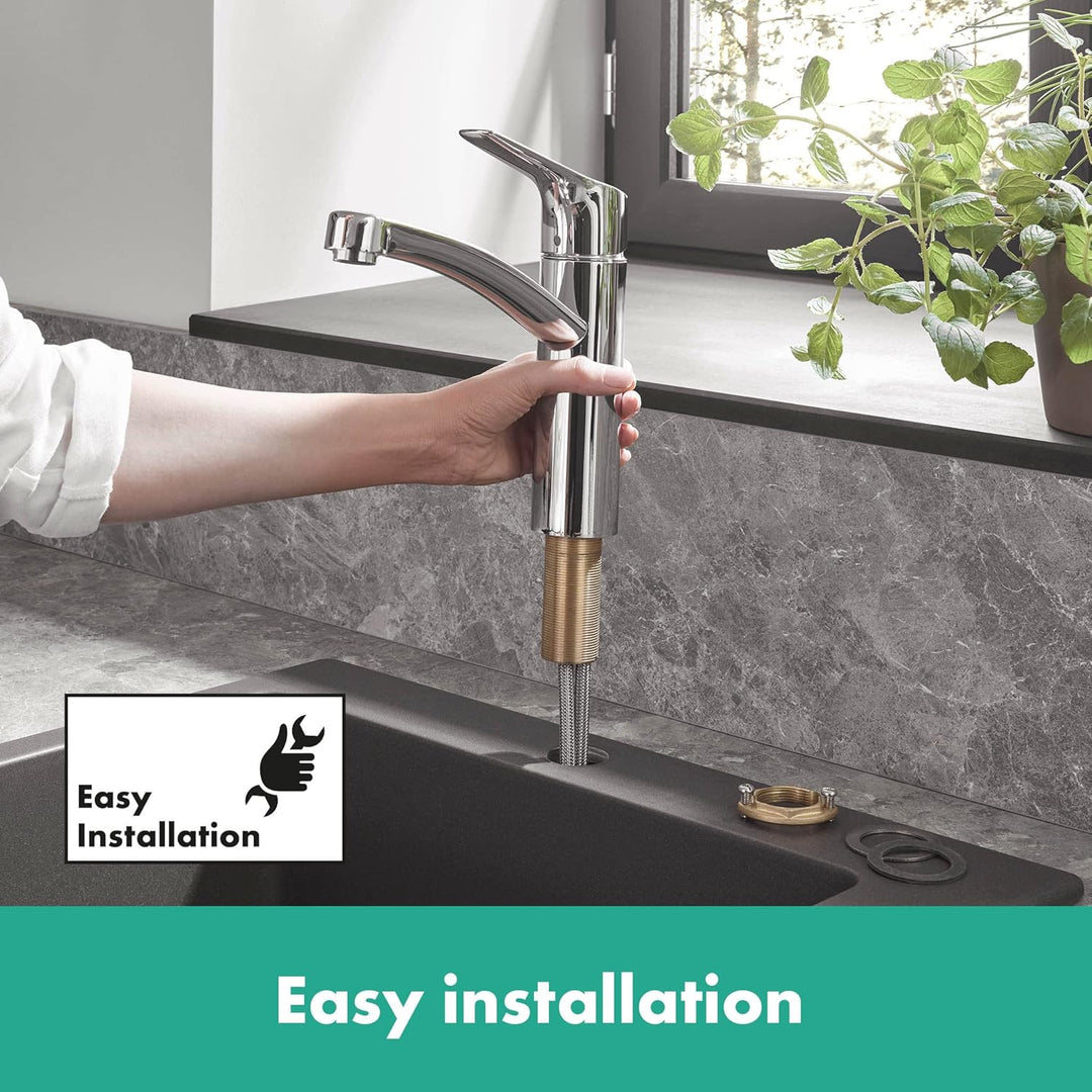 hansgrohe Küchenarmatur MySport, Wasserhahn Küche mit Auslauf Höhe 160 mm, wassersparend, 360° drehb