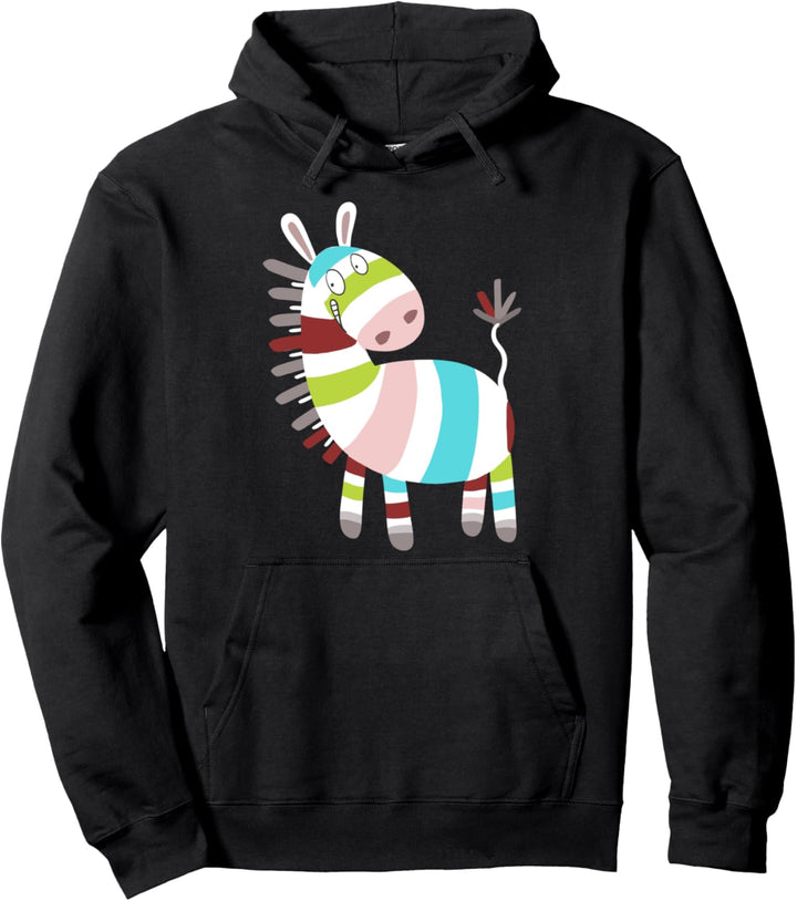 Buntes Zebra I Afrika Fun Tiermotiv I Wildtier Comic Pullover Hoodie