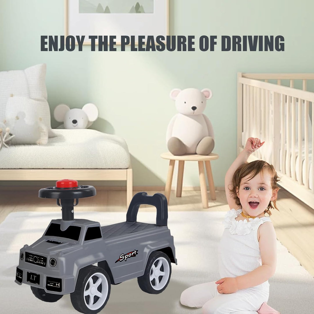 Rutschauto für Kinder, mit Hupe und Staufach, mit Hupe, Stauraum unter dem Sitz, Rutschfläche für Kl