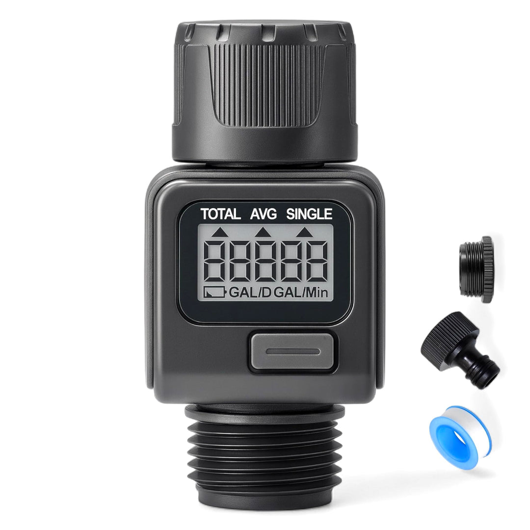 rainfactory Digitaler Wasserzähler, Wassermengenzähler mit LCD Display, Wasseruhr zur Kontrolle des