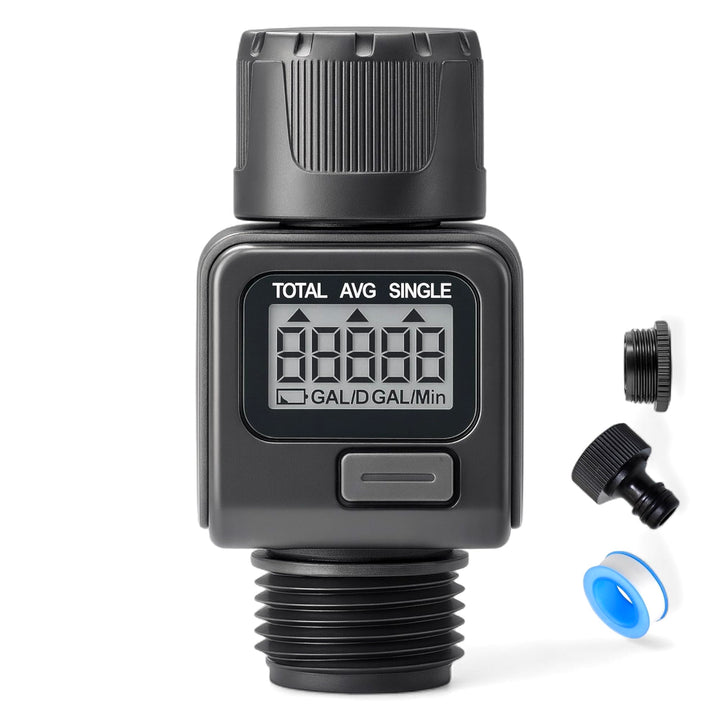 rainfactory Digitaler Wasserzähler, Wassermengenzähler mit LCD Display, Wasseruhr zur Kontrolle des