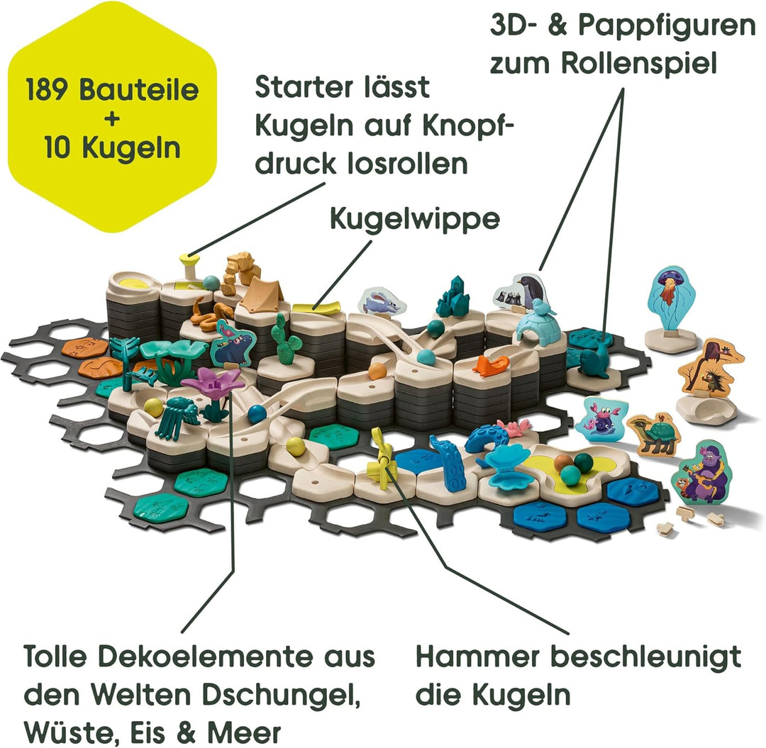 Ravensburger GraviTrax Junior Starter-Set XXL - Erweiterbare Kugelbahn für Kinder, Murmelbahn überwi