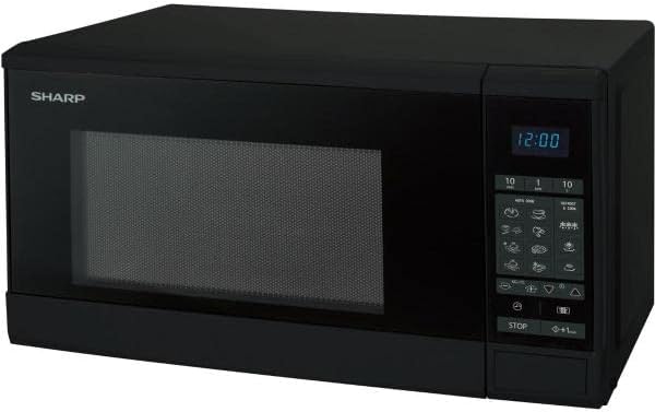 Sharp R-270BK Solo-Mikrowelle, 20 L, 800 W, 10 Leistungsstufen, 8 AutoCook-Programme, Timer bis 99 M