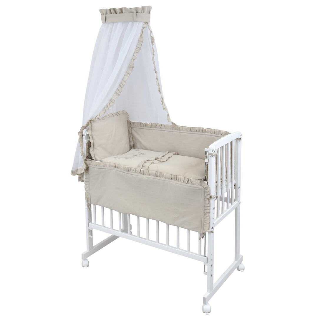 Generisch Baby Delux Beistellbett Babybett Stubenwagen weiss 90x40 mobil mit Rädern inkl. Matratze u