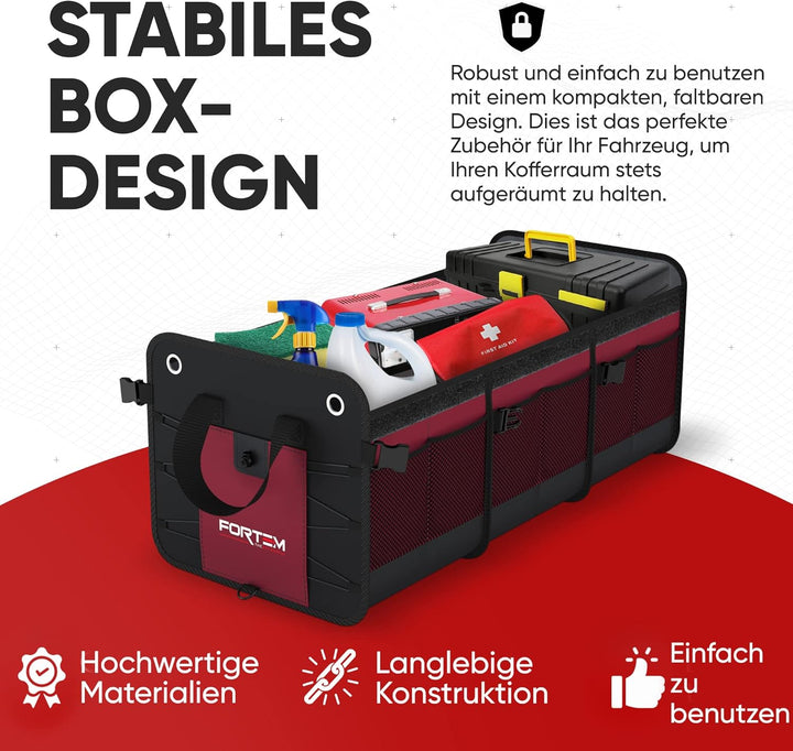 FORTEM Kofferraum Organizer, Kofferraumtasche, Zusammenklappbarer Auto Organizer Kofferraum mit Fäch