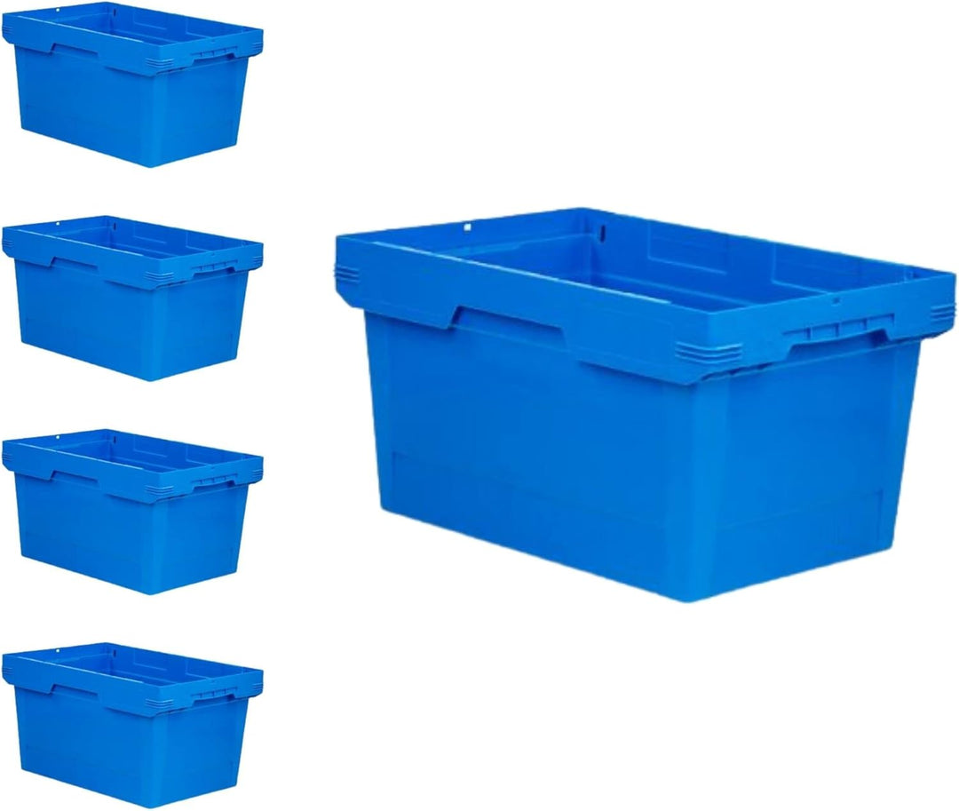 PROREGAL SuperSparSet 5x Conical Mehrweg-Stapelbehälter Blau | HxBxT 32,3x40x60cm | 58 Liter | Lager