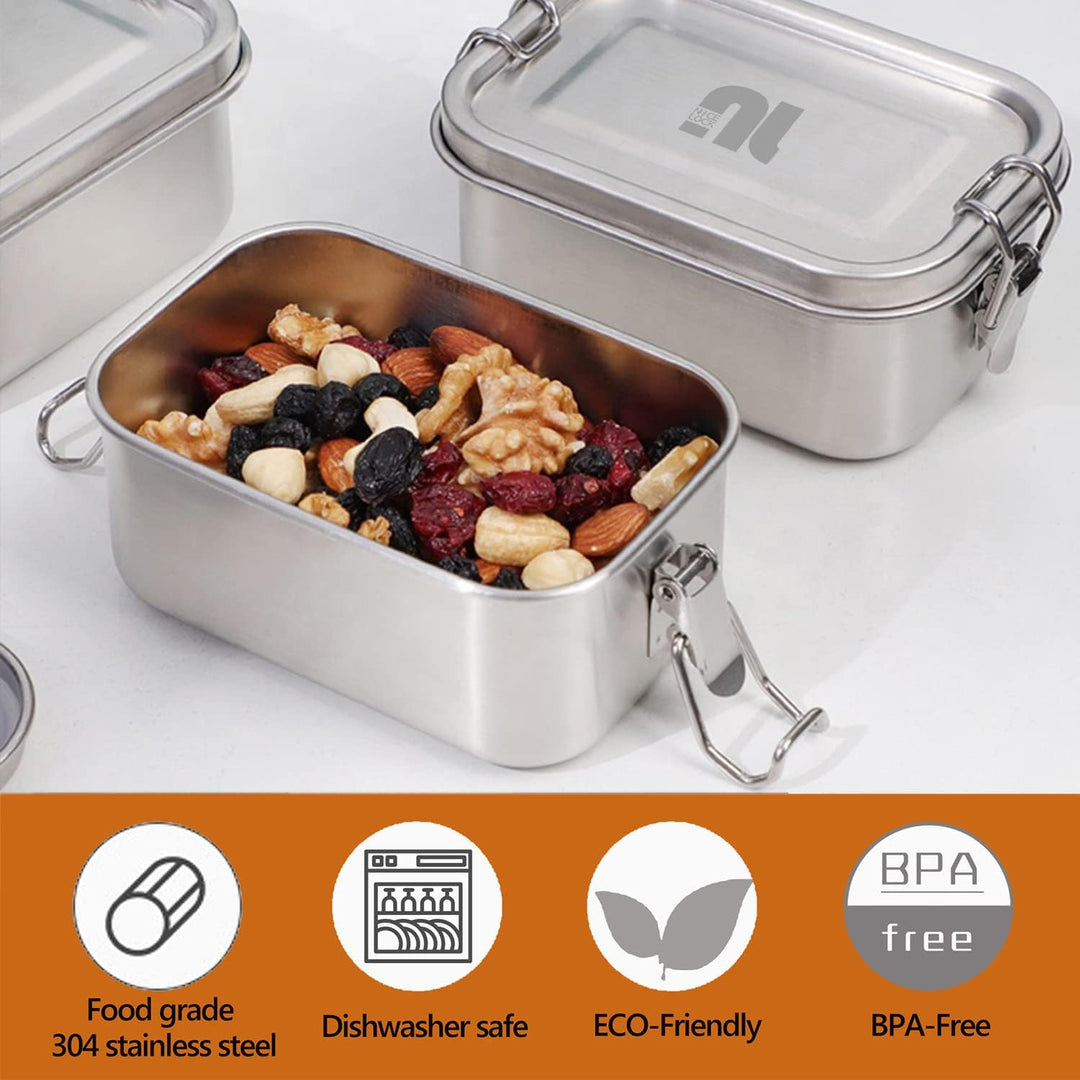 nicelock Kleines Edelstahl-Lebensmittelbehälter-Set | 400ml Wiederverwendbare Lunch-Snack-Boxen aus