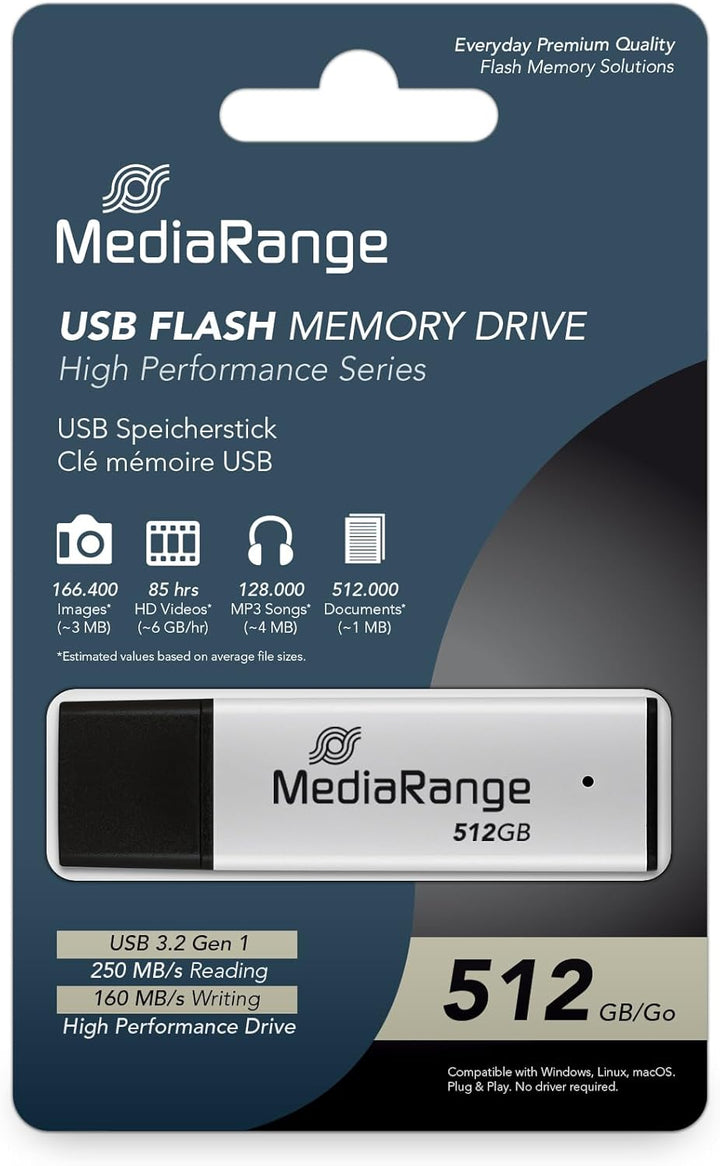 MediaRange USB 3.0 Hochleistungs Speicherstick, 512GB