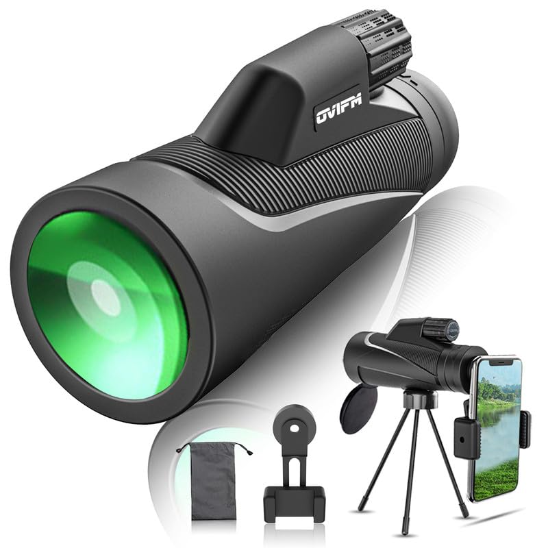 DDKJ Monokular Fernglas HD 12x50, Mini Fernrohr Monokulares Scope mit Nachtsicht, Handyhalter&Stativ