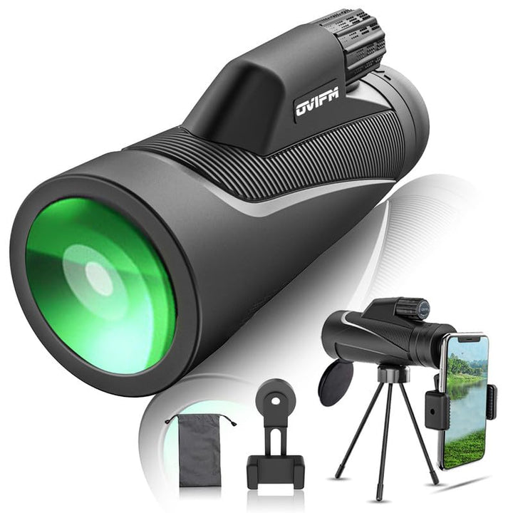 DDKJ Monokular Fernglas HD 12x50, Mini Fernrohr Monokulares Scope mit Nachtsicht, Handyhalter&Stativ