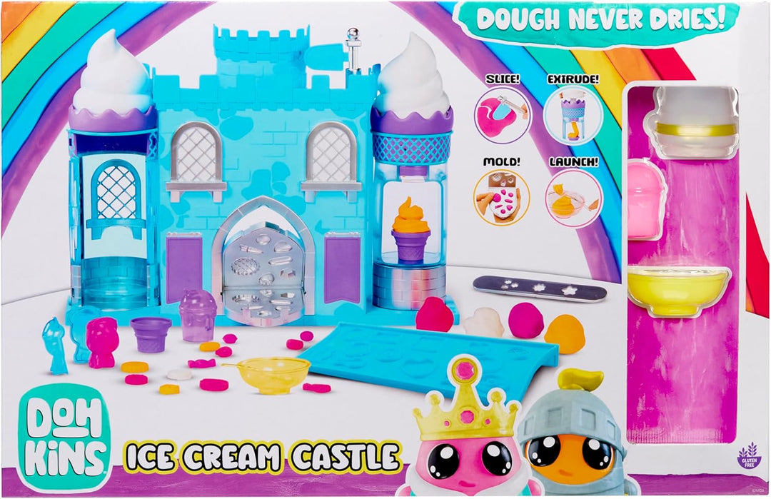 MGA Entertainment DohKins Ice Cream Castle with Princess & Knight - Knete Trocknet Niemals Aus, Glut
