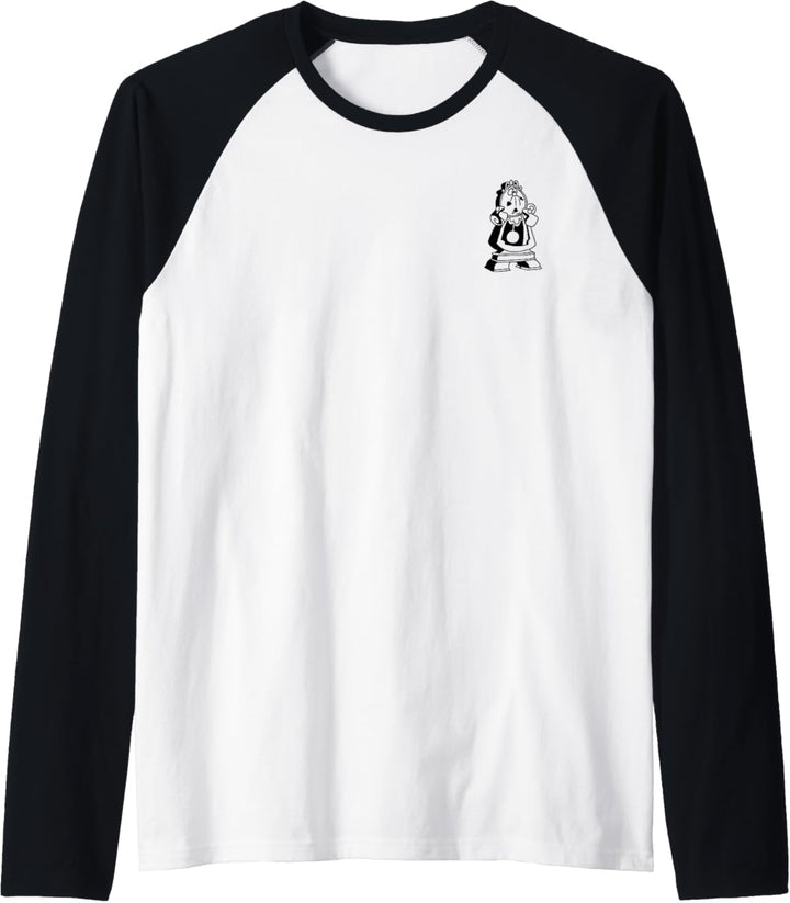 Disney Beauty And The Beast Cogsworth Simple Black Outline Raglan