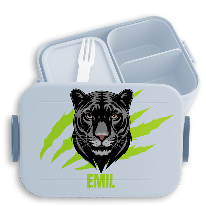 Kinder Bento Box Midi Lunchbox für Mepal Bentobox - Einschulung Geschenk Brotbox Panther mit Name pe