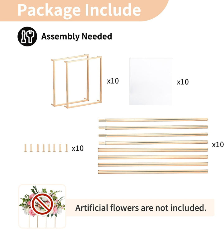 Nuptio 10 Stück Goldvasen für Hochzeit Herzstück Tische, Metall Blumenboden Vase Säule Blumenständer