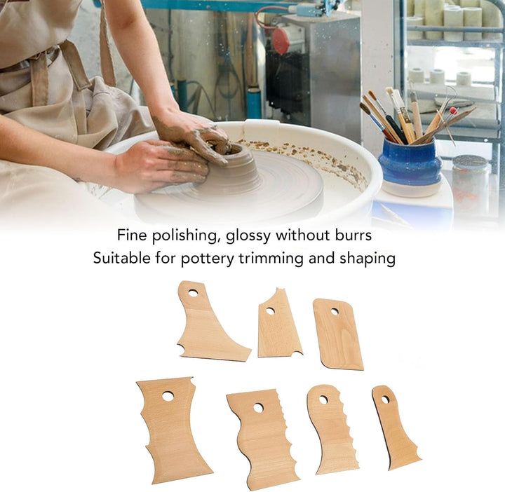 7 Stück Töpferei Trimming Tools Set Buche Holz Keramik Profil Rippe Bundle Fuss Formgeber Mehrere Fo