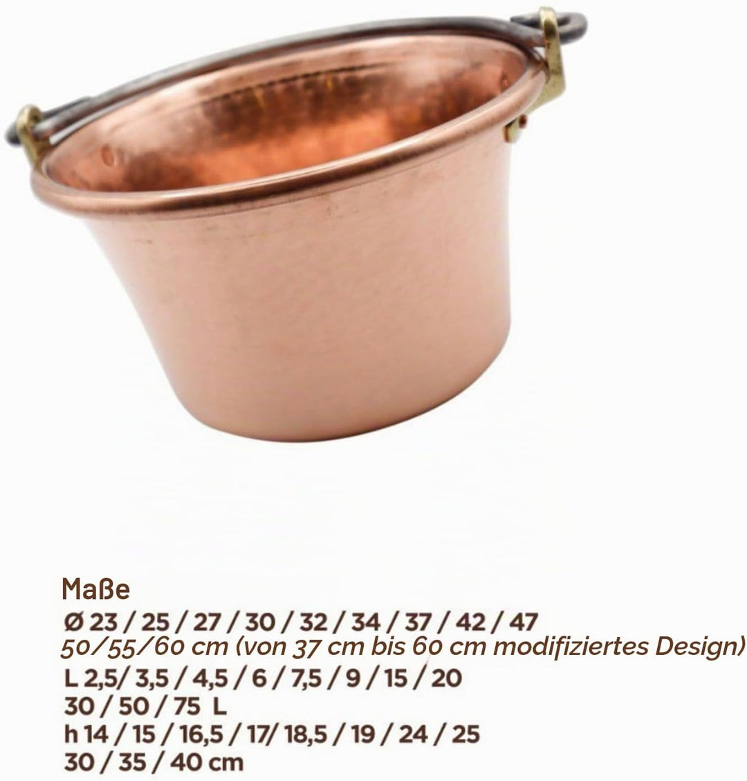 CREARTISTIC 100% Made in Italy – Kupferkessel für Polenta, Marmelade-30cm Durchmesser - Gewölbter Gr