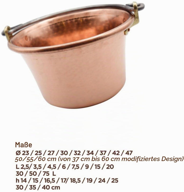 CREARTISTIC 100% Made in Italy – Kupferkessel für Polenta, Marmelade-30cm Durchmesser - Gewölbter Gr