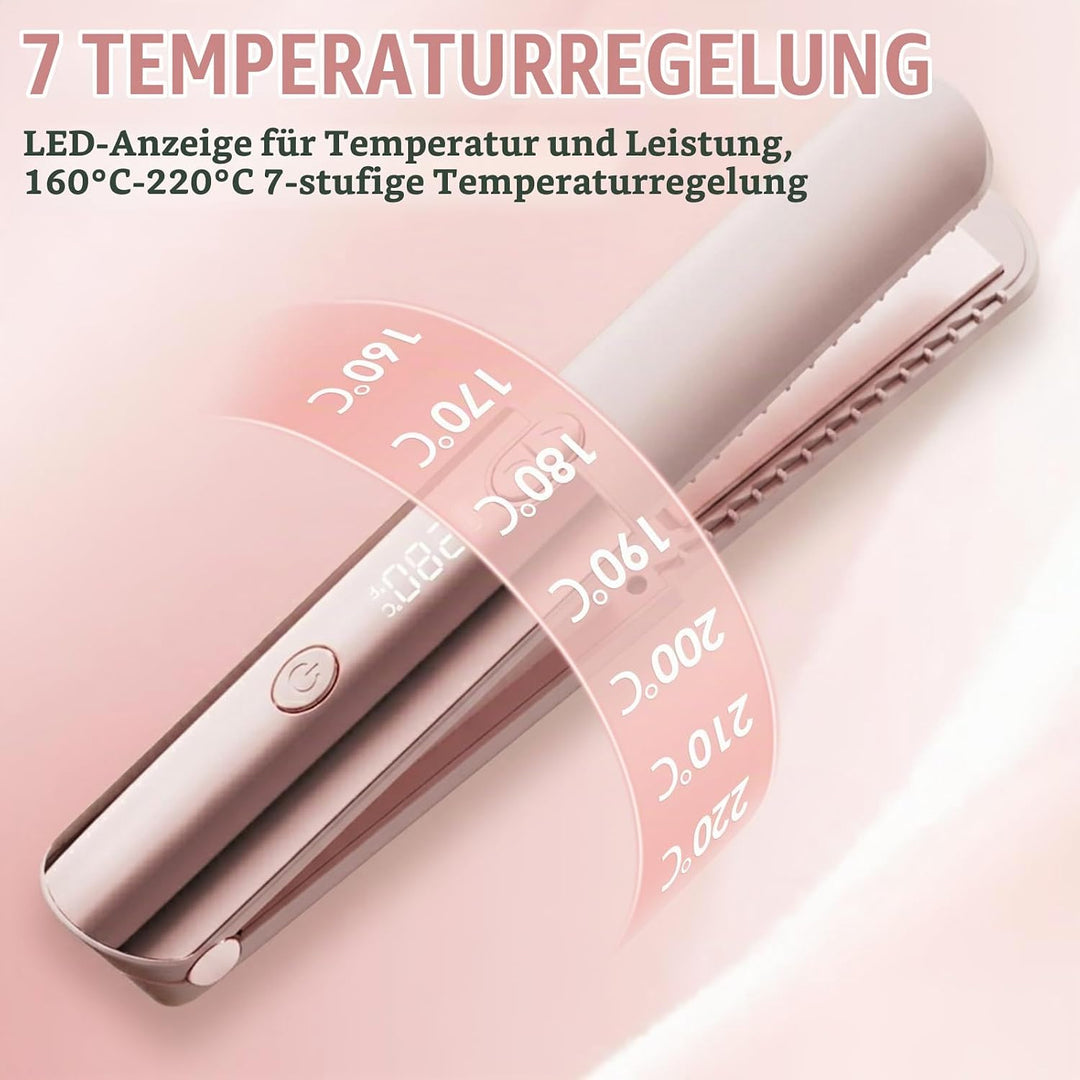 Mini Glätteisen, Air Haarglätter, Ionen Air Glätteisen, Tragbarer Reise-Haarglätter, LCD-Display, 16