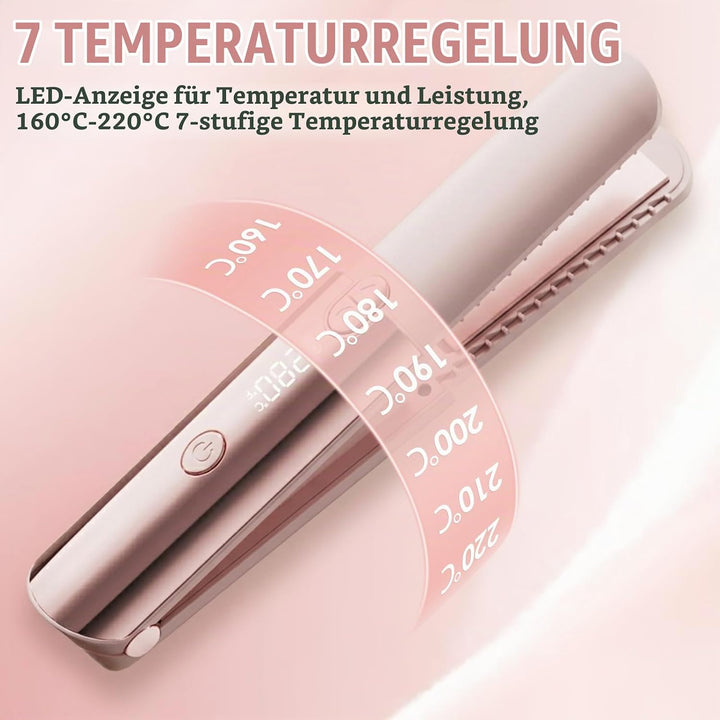 Mini Glätteisen, Air Haarglätter, Ionen Air Glätteisen, Tragbarer Reise-Haarglätter, LCD-Display, 16