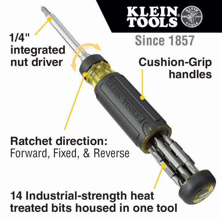 Klein Tools Multi-Bit-Schraubendreher. 15-in-1 Ratsche, 15-in-1 Ratsche