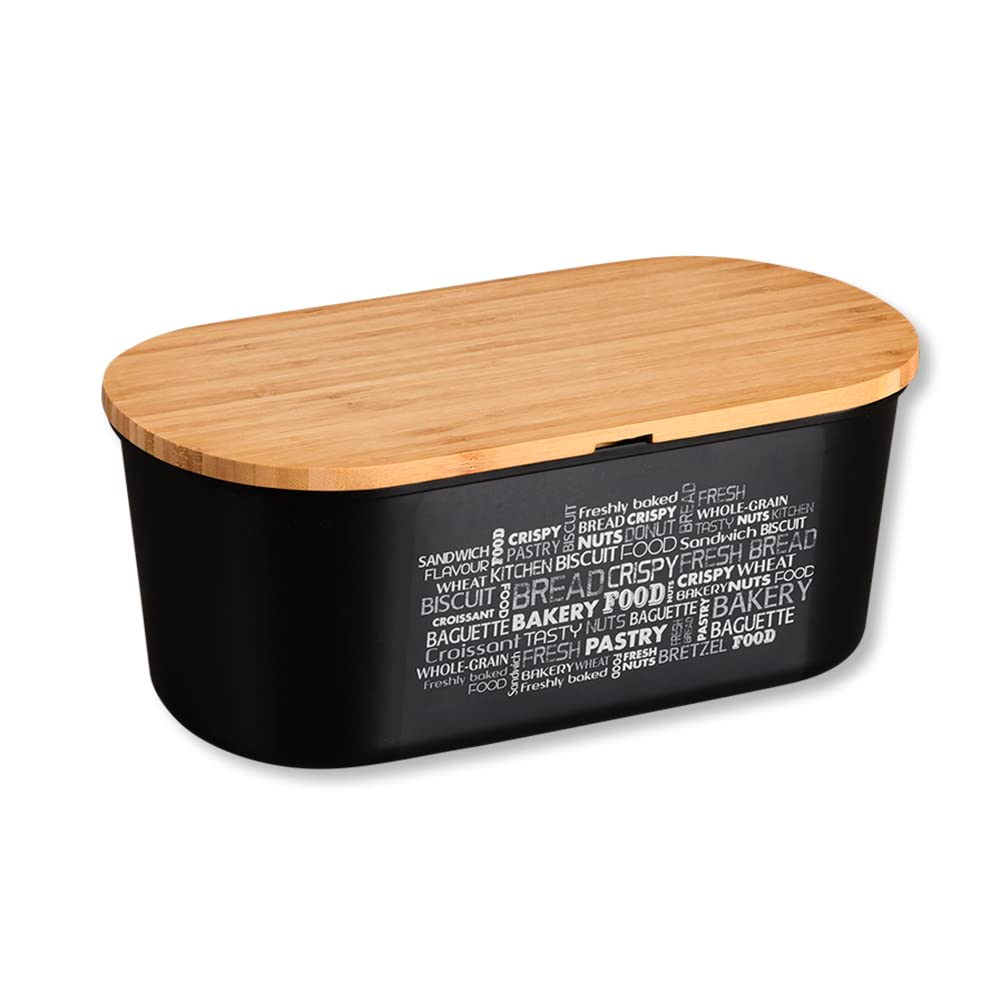 Kesper | Brotbox, Material: Melamin, Bambus, Masse: B: 34 x H: 14 x T: 18 cm, Farbe: Schwarz,Braun |