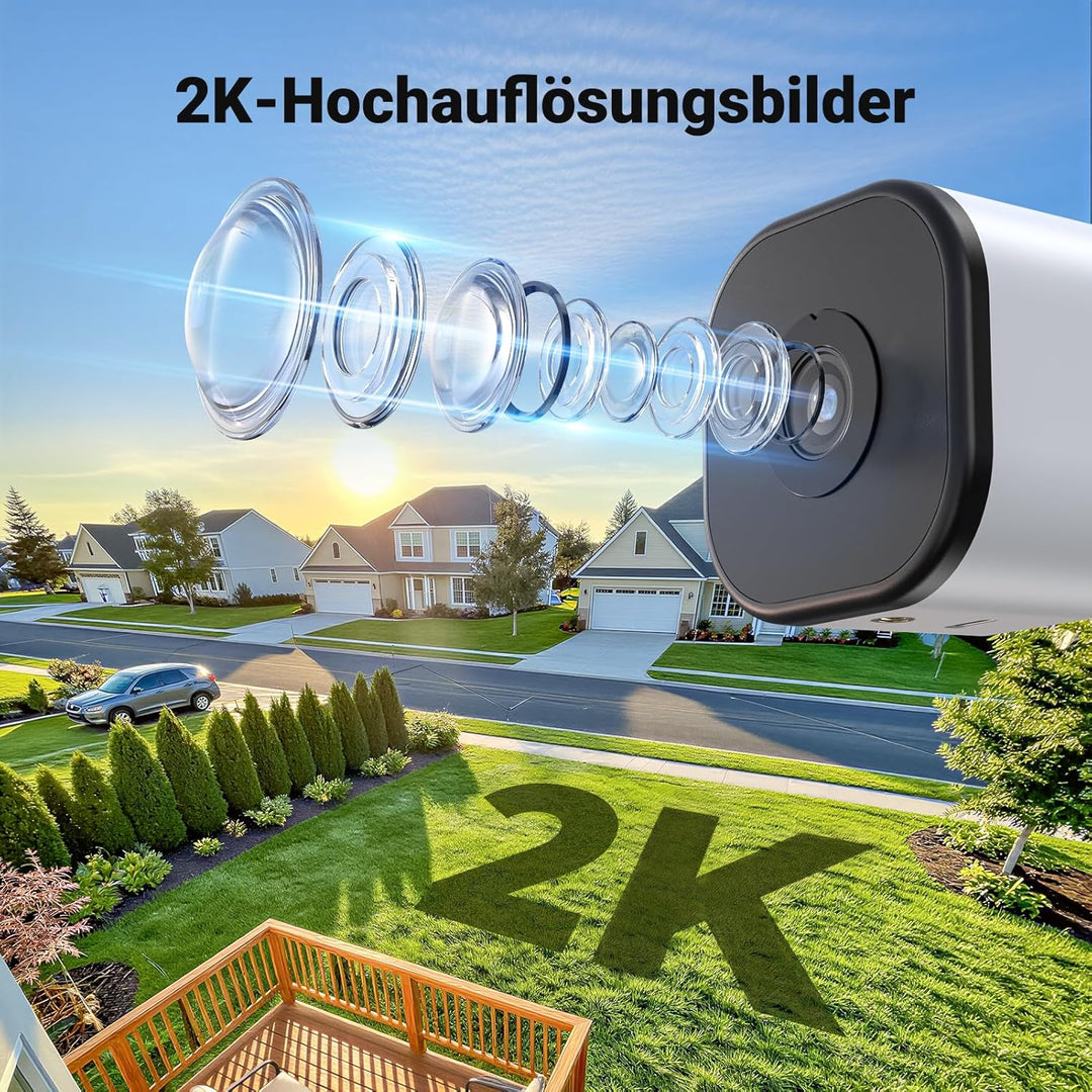 Codnida 2K Magnetische Fensterkamera Ohne Bohren, 2,4 & 5 GHz WLAN Überwachungskamera Innen mit Star
