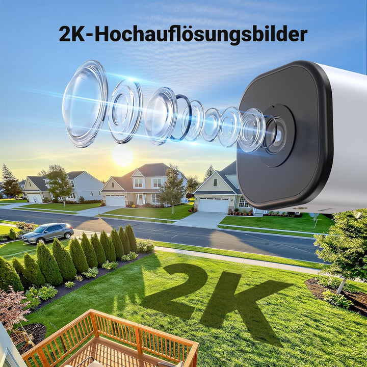 Codnida 2K Magnetische Fensterkamera Ohne Bohren, 2,4 & 5 GHz WLAN Überwachungskamera Innen mit Star