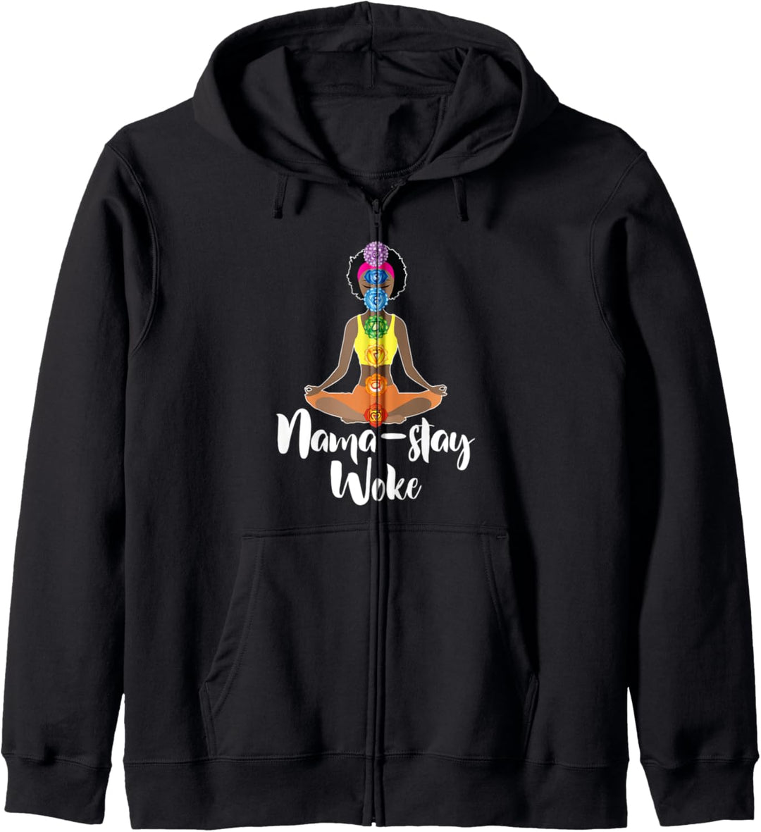Nama Stay Woke - Black Afro Girl Chakra Namaste Yoga Kapuzenjacke