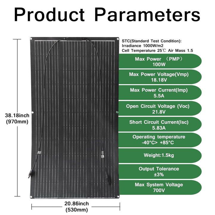 1000W 12V Flexibel Solarpanel 10x100W 18V ETFE Monokristallin Solarmodul für Batterien, Marine, Wohn