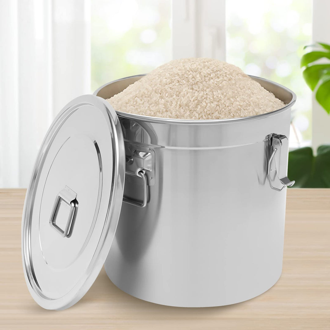 WSIKGHU Eimer mit Deckel Luftdichter Kanister Lebensmittel Edelstahl Küche Getreidebehälter 6L/12L/2